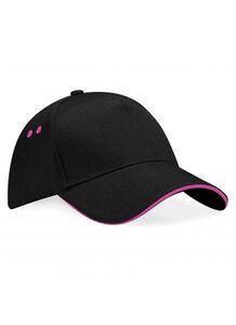 Beechfield BF15C - Ultimate 5 Panel Cap - Sandwich Peak Black/Fuchsia