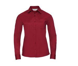 Russell Collection JZ34F - Long Sleeve Poplin Blouse Classic Red