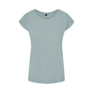 Build Your Brand BY021 - Verlenge Schouders T-shirt Dames Ocean Blue