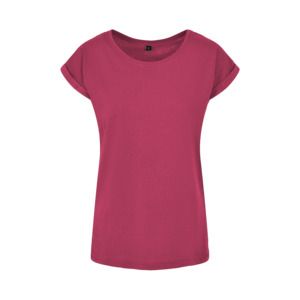 Build Your Brand BY021 - Verlenge Schouders T-shirt Dames Hibiskus Pink