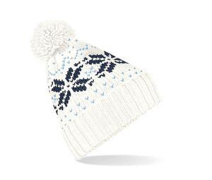 Beechfield BF456 - Fair Isle Snowstar Beanie Off White/Navy/Sky Blue