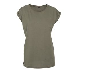 Build Your Brand BY021 - Verlenge Schouders T-shirt Dames Olive