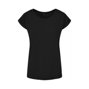 Build Your Brand BY021 - Verlenge Schouders T-shirt Dames Black