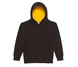 AWDIS JH03J - Sweat enfant capuche contrastée Jet Black/Gold