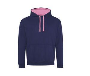 AWDIS JH003 - Hoodie met capuchon Oxford Navy / Candyfloss Pink