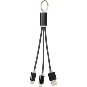 PF Concept 134961 - Metalen 3-in-1 oplaadkabel met sleutelhanger Solid Black