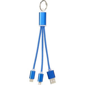 PF Concept 134961 - Metalen 3-in-1 oplaadkabel met sleutelhanger Royal Blue