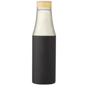 PF Concept 100667 - Hulan koperen vacuüm geïsoleerde roestvrijstalen fles van 540 ml met bamboe deksel Solid Black