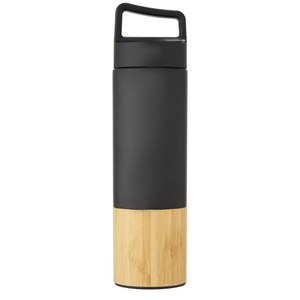 PF Concept 100669 - Torne koperen vacuüm geïsoleerde roestvrijstalen fles van 540 ml met bamboe buitenwand Solid Black