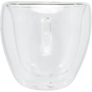 Seasons 113314 - Manti 100 ml 2-delige dubbelwandige glazen kop met bamboe onderzetter  Transparent